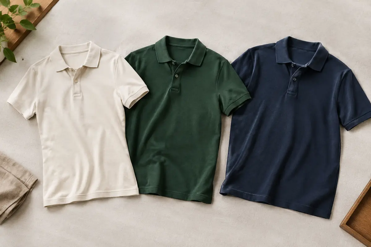 Trois polos pour homme aux coupes ajustée, droite et ample présentés côte à côte